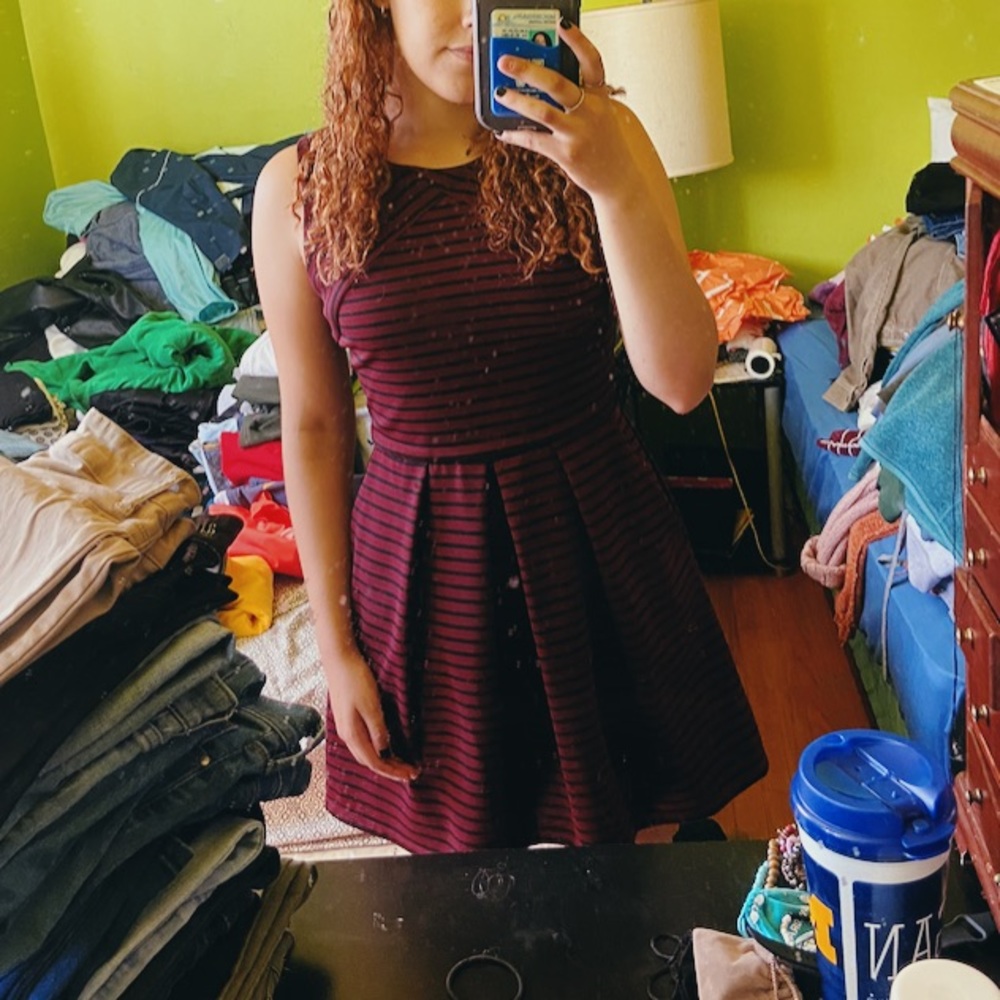 JCPENNY RED AND BLACK STRIPED DRESS